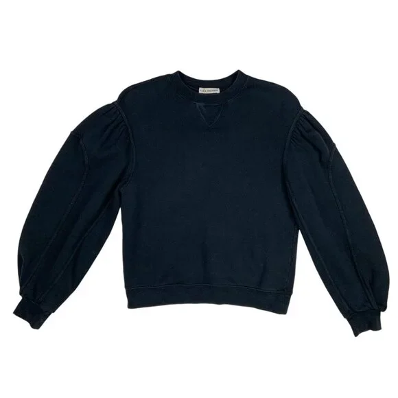 Ulla Johnson Ava Pullover Sweatshirt P US/0 XS Onyx Puff Shoulder
